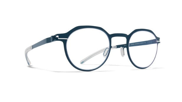 Blue eyeglasses on a white background