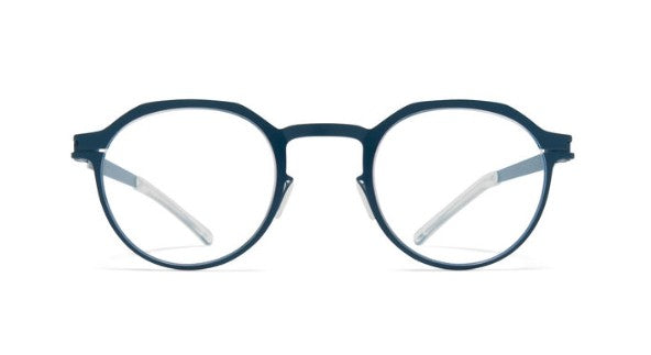 Blue eyeglasses on a white background